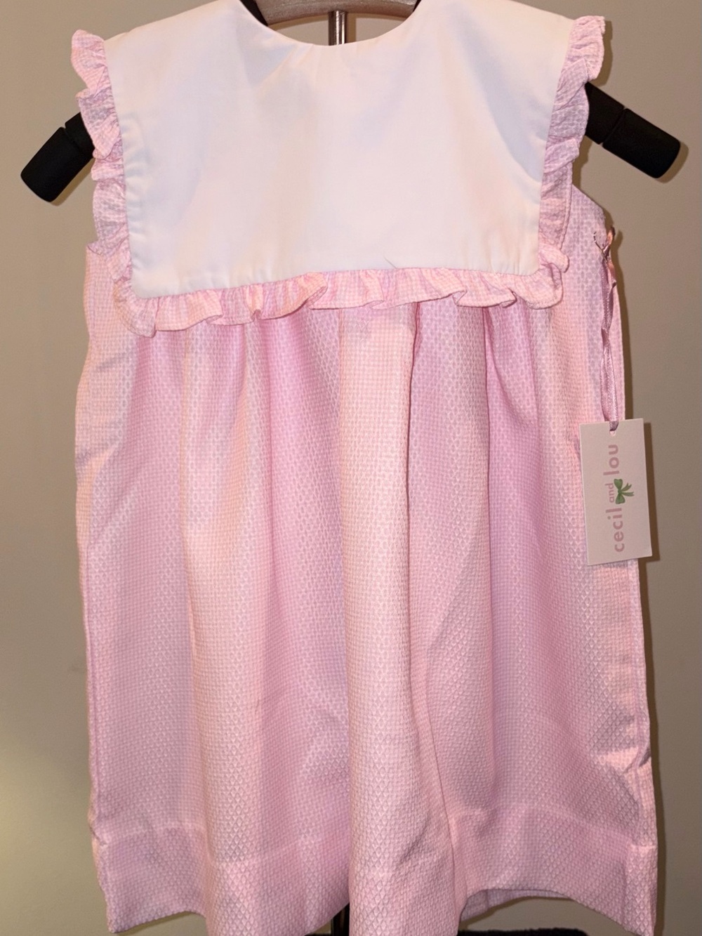 Cecil and Lou Pink Honeycomb Square Collar Dress sz 6 fully lined NWT